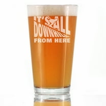 Bevvee Pint Glass 16 oz Downhill From Here Ski Enthusiast Gifts Beer Glasses