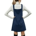 thumbnail image 3 of Autumn Winter Women V Neck Corduroy Overall Dress Casual Loose Mini Dress, 3 of 6