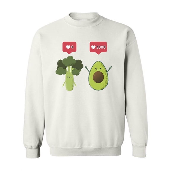 Broccoli And Avocado Cartoon Sweatshirt Women -Image by Shutterstock, Female 5X-Large