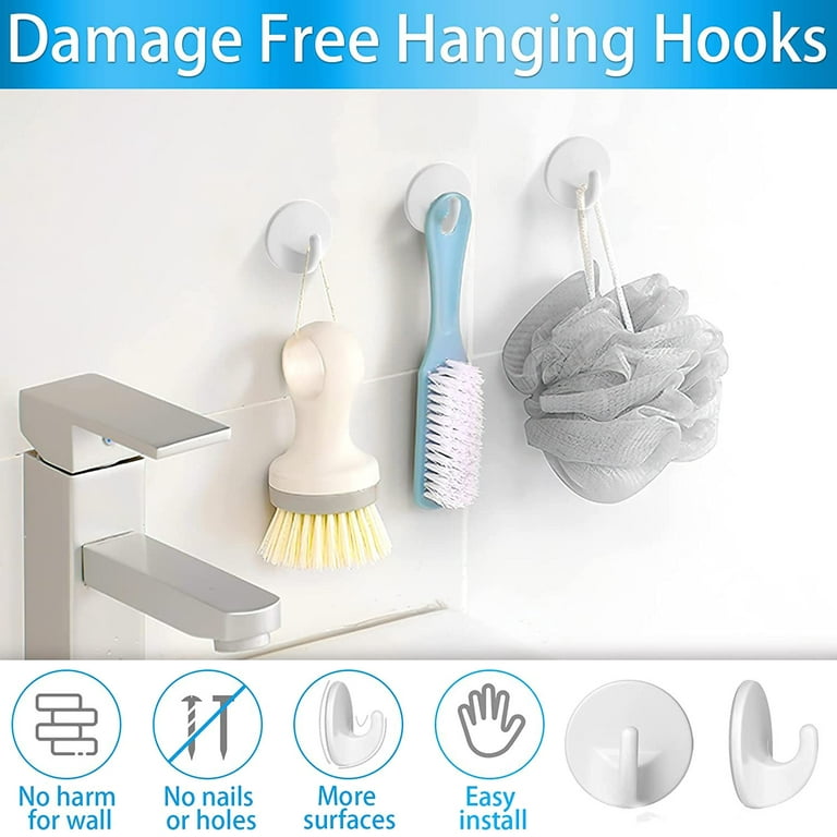 12 Pcs Plastic Hooks Self Adhesive, Sticky Hooks Removable Wall Hooks,Stick  on Hooks for Hanging Coat Cloth Towel