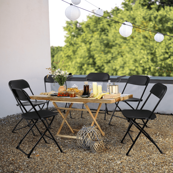 Alvantor 6 Pack Plastic Folding Chairs Black Heavy Duty Indoor Outdoor Portable Stackable Chairs for Party Office Event