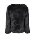 thumbnail image 2 of Women's Winter Fashion Fuzzy Jacket - Long-Sleeve Solid Color Short Faux Fur Coat, Black, XXL, 2 of 3