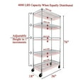 thumbnail image 4 of Crescent 4000 LBS Capacity, 36W 18L 76H Chrome, 5 Tier NSF Wire Shelving Rack for Storage in Garage Kitchen Bathroom Bedroom Bathroom, Heavy Duty Rolling Storage Shelfs with 4" Casters, 4 of 8