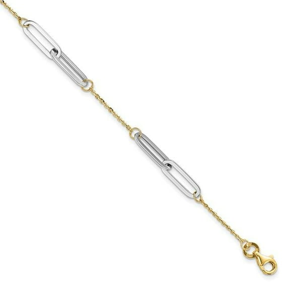 Finest Gold Leslies 14K Two-Tone Polished with 7 in. Plus 1 in. Extension Bracelet