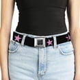 thumbnail image 5 of Buckle-Down Belt, Seatbelt Buckle Belt, Star Black Pink, 34 to 52 Inches, 5 of 9