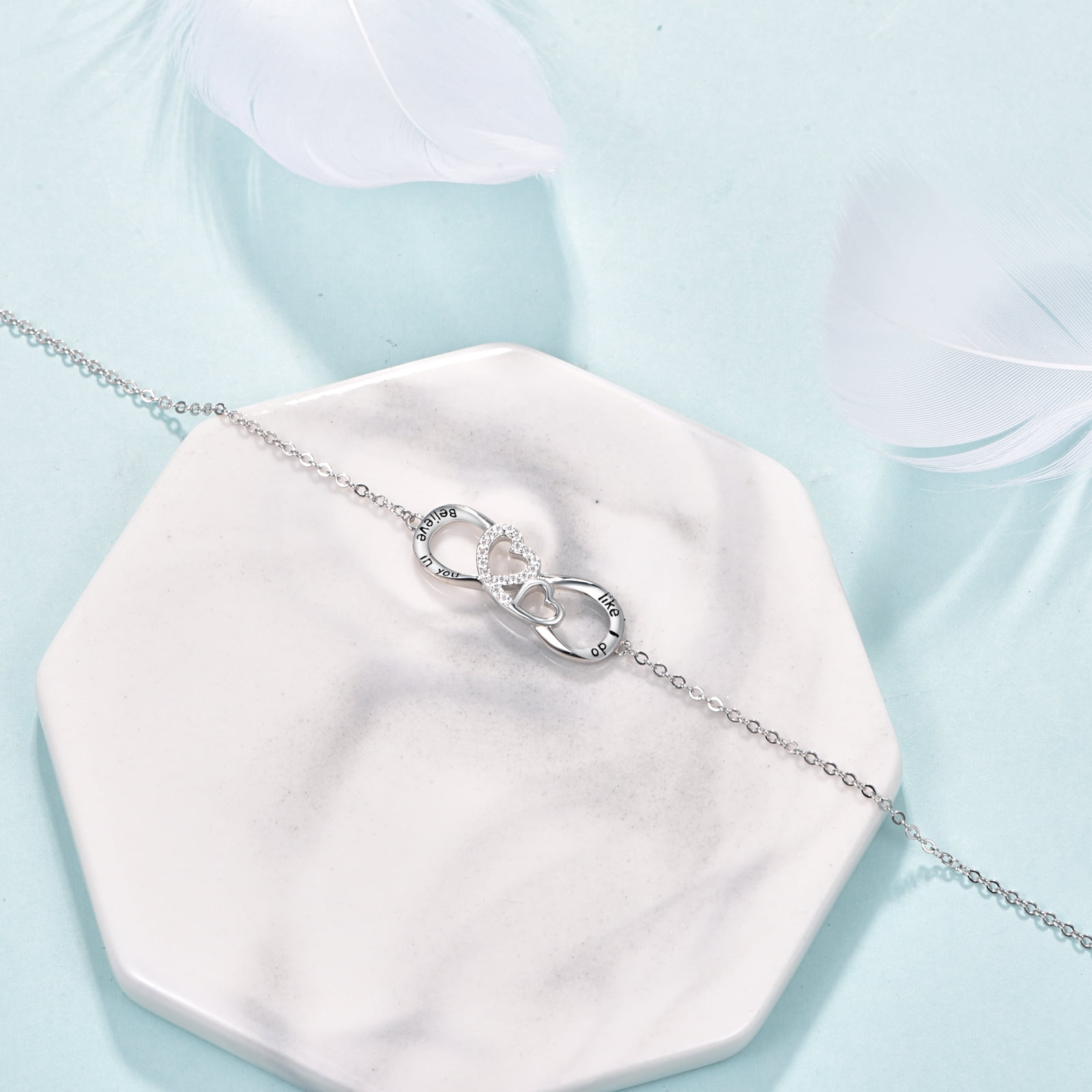 ブレスレット TATIANA Silver 925 knot decoration ball chain bracelet BR179 925 Sterling Silver CZ Infinity Love Knot Link Chain