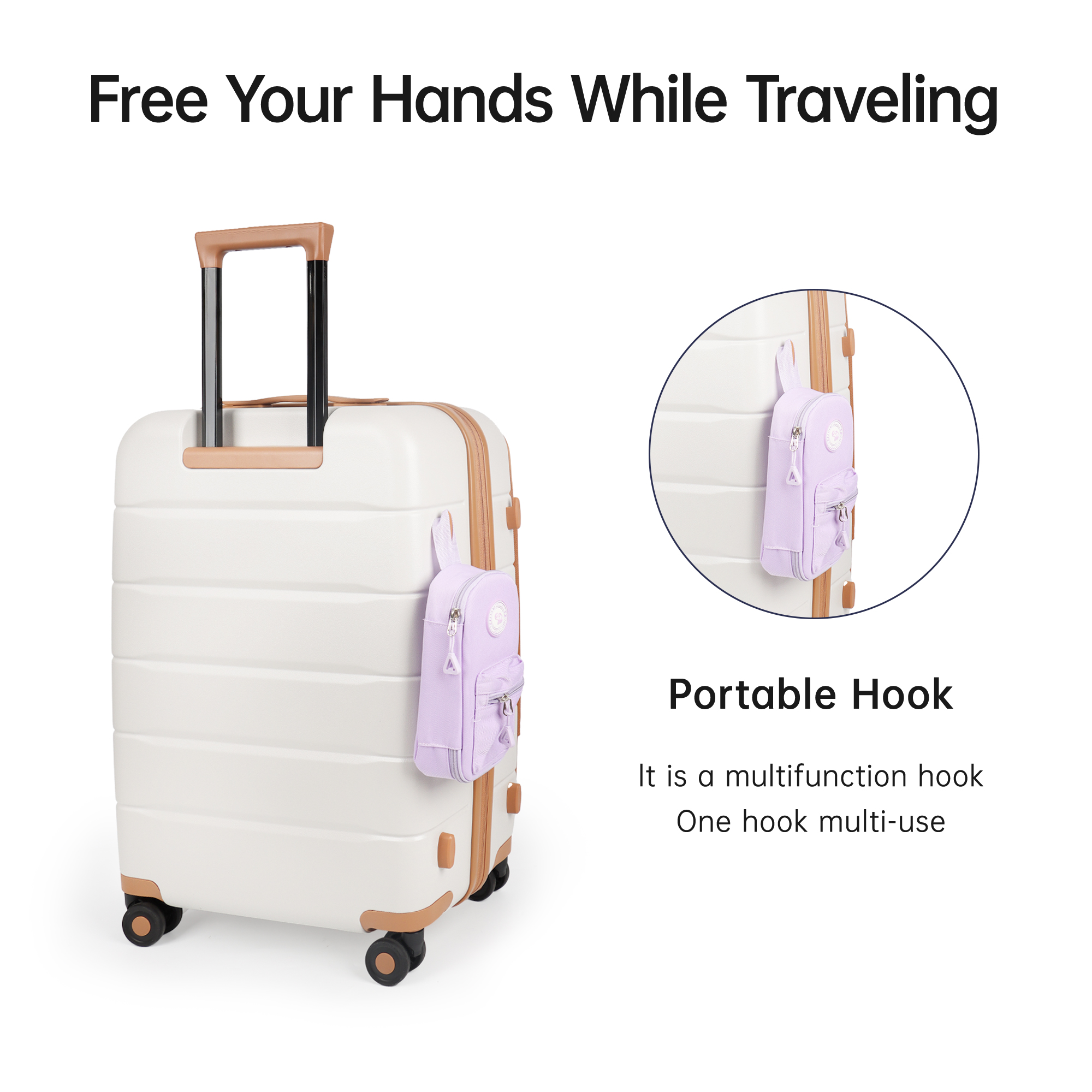 3 Piece Luggage Set,Hardside Expandable Front Opening Spinner Luggage with TSA Lock,Lightweight Hardshell Suitcase Set,20"/24"/28",Beige,CY2431