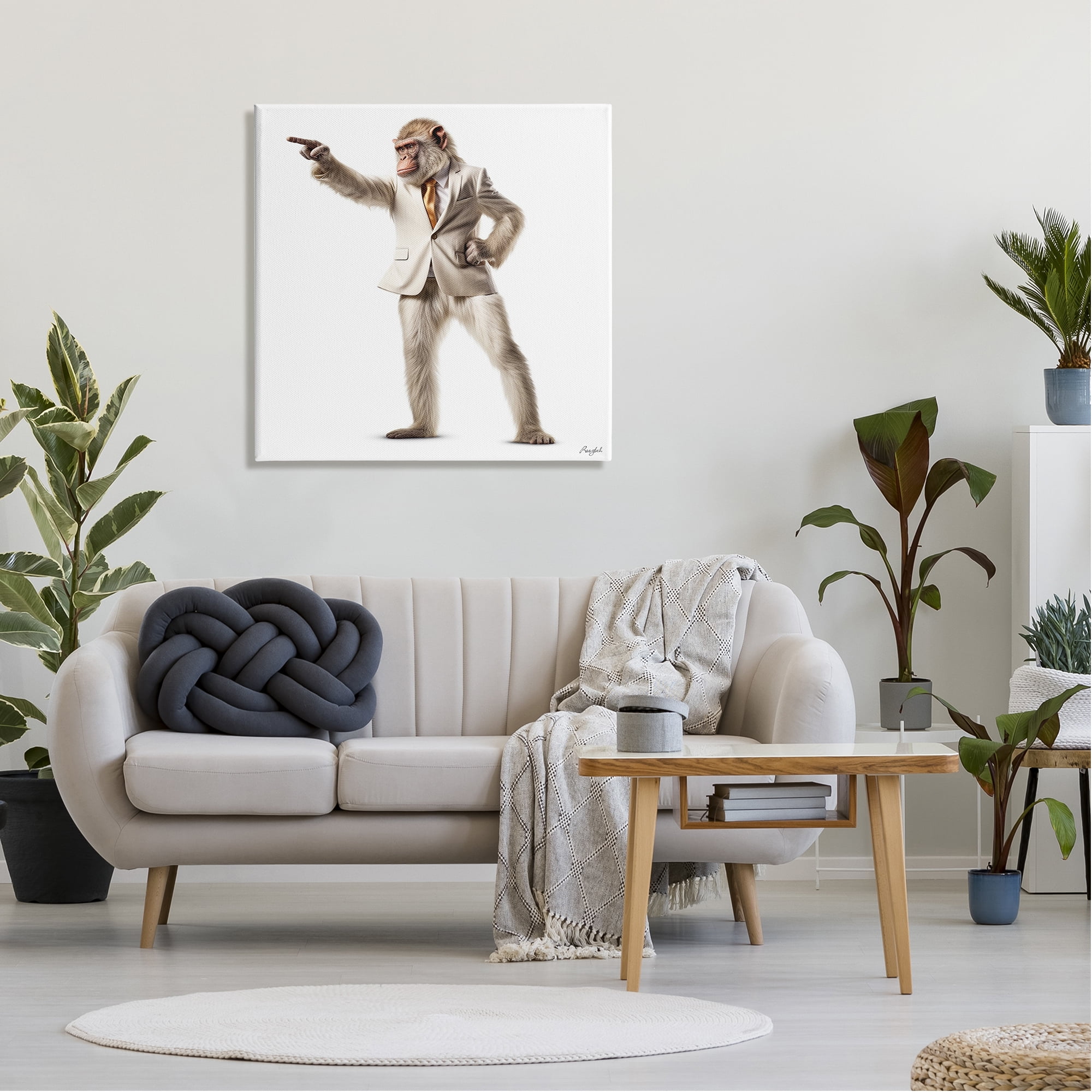 Stupell Industries Stylish Ape in Suit Animals & Insects Painting Gallery Wrapped Canvas Art Print Wall Art, 30 x 30