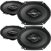 (Pack of 4) PIONEER A-Series TS-A6881F, 4-Way Coaxial Car Audio Speakers, Full Range, Clear Sound Quality, Easy Installation and Enhanced Bass Response, Black 6 x 8 Oval Speakers