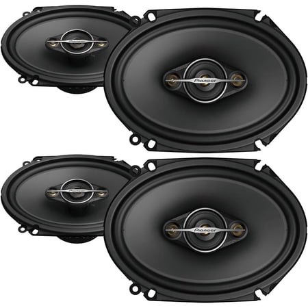 (Pack of 4) PIONEER A-Series TS-A6881F, 4-Way Coaxial Car Audio Speakers, Full Range, Clear Sound Quality, Easy Installation and Enhanced Bass Response, Black 6 x 8 Oval Speakers
