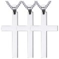 thumbnail image 1 of Medalla de la Fe CrossSmoo03 3Pzas Plata Collar Cruz Lisa Dije 2.8x4.9cm Metal., 1 of 3