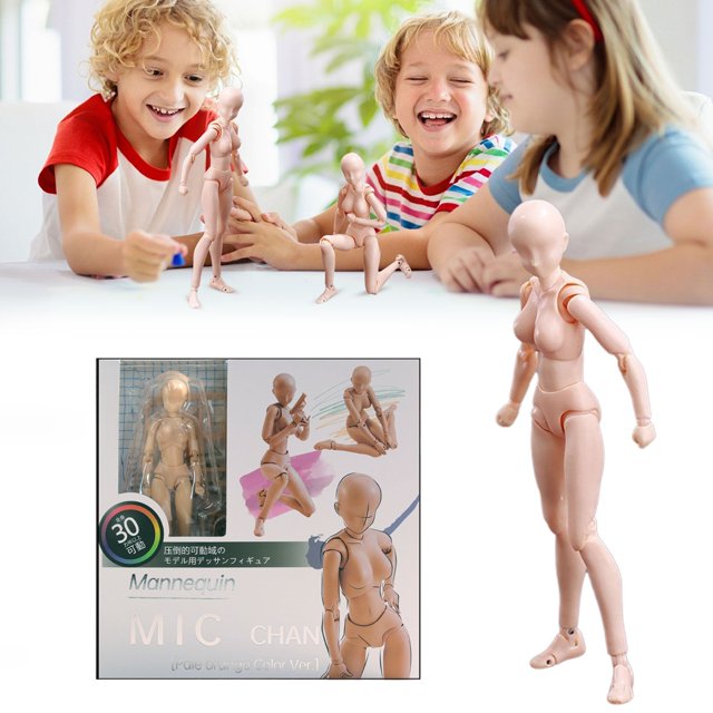 Action Figure With Arms PVC Blank Action Figure DIY Skin Color Poseable Figure Action Man Figure Model Female Action Figure Set With Toy Gestures Cellphone Kit For Drawing Sketchin