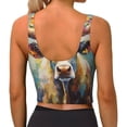 thumbnail image 3 of Lsque Oil Painting Flower Cow Printed Women'S Sports Bra, Compression, Moisture Wicking, High-Impact Sports Bra For Women,Supportive sports bra-Large, 3 of 9