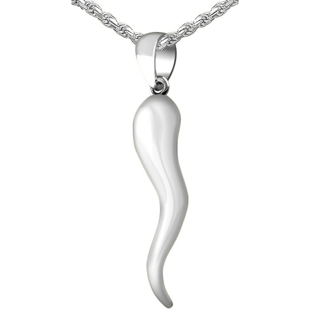 US Jewels and Gems 1in Men's Solid 0.925 Sterling Silver Italian Horn