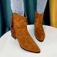 thumbnail image 2 of NECHOLOGY Botas Mujer Adulto Femenino Zapatos Botines para mujer Botas con borlas Retro de tacón y grueso con cremallera, zapatos transpirables para mujer, botas de para mujer (Brown, 7), 2 of 7