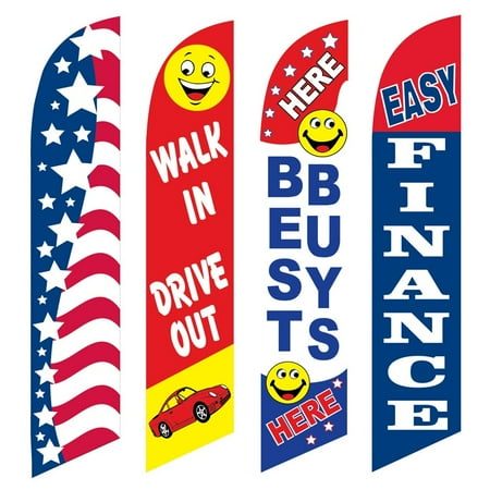 4 Advertising Swooper Flags Patriotic Walk In Drive Out Best Buys Here Easy Finance