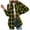 Yellow, variant on Women's Oversized Flannel Plaid Shacket Jacket Flap Pocket Lapel Button Down Long Shirt Jackets Black,2XL