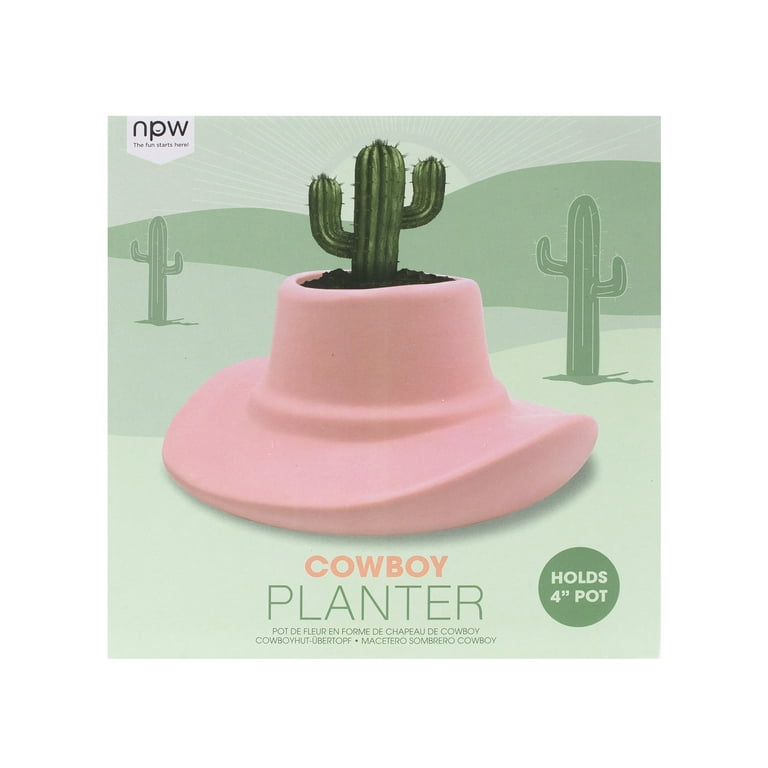 NPW Cowboy Hat Planter Western Themed Ceramic Flower Pot Indoor Outdoor  Plant Decor, Fits Plants up to 2.5" - Walmart.com