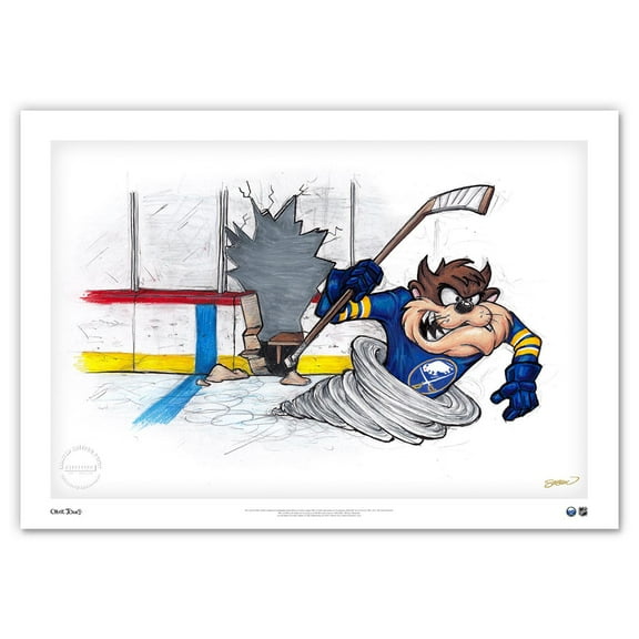 Tasmanian Devil Buffalo Sabres 14" x 20" Looney Tunes Fine Art Print - Limited Edition