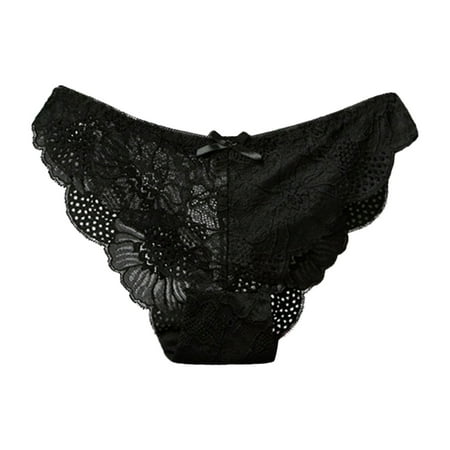 

Pimfylm Seamless Thongs For Women Full Brief Panties Breathable Seamless Underwear Black Large