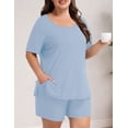 thumbnail image 3 of Daystry Womens Plus Size Pajama Sets 2 Piece Summer Short Sleeve Tops Shorts with Pockets for Lounge Sleepwear L-4XL, 3 of 9