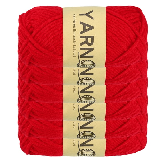 Uxcell 6Pcs Crocheting Yarn, 2mm Red 100% Acrylic Yarn 150 g/5.3 oz Sport Weight Yarns Bulk Soft and Fluffy Yarns for Knitting DIY Crochet Crafts Blankets Gift,328 Yards Total