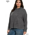 thumbnail image 3 of Zenana Women's Plus Size Casual Hooded Brushed Melange Hacci Relaxed Fit Light Sweater, 3 of 5