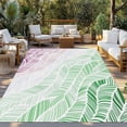 thumbnail image 2 of Ombre Green Pink Outdoor Rug for Patio/Deck/Porch, Non-Slip Large Area Rug 3 x 5 Ft, Summer Coastal Ocean Sea Beach Wave Indoor Outdoor Rugs Washable Area Rugs, Reversible Camping Rug Carpet Runner, 2 of 8
