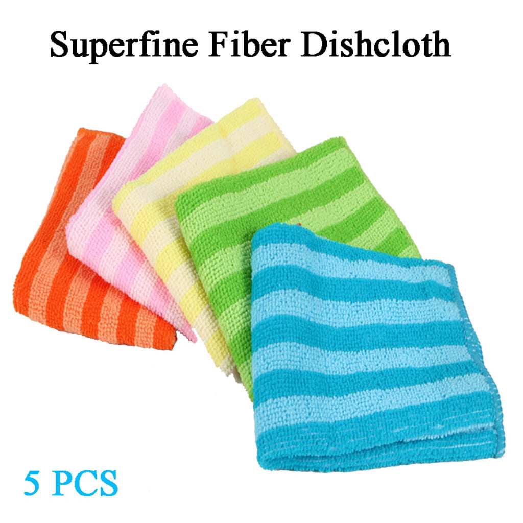 5Pcs Absorbent Microfiber Towel Car Home Kitchen Washing Clean Wash Cloth Tool