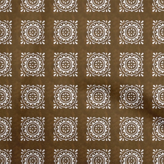 oneOone Cotton Poplin Brown Fabric Block Sewing Fabric By The Yard Printed Diy Clothing Sewing Supplies 42 Inch Wide