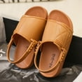 thumbnail image 2 of Mialoley Kid Boy Girl Summer Sandals, Solid Color PVC Flat Bottom Anti-Slip Open Toe Shoes with Adjustable Buckle, 2 of 7