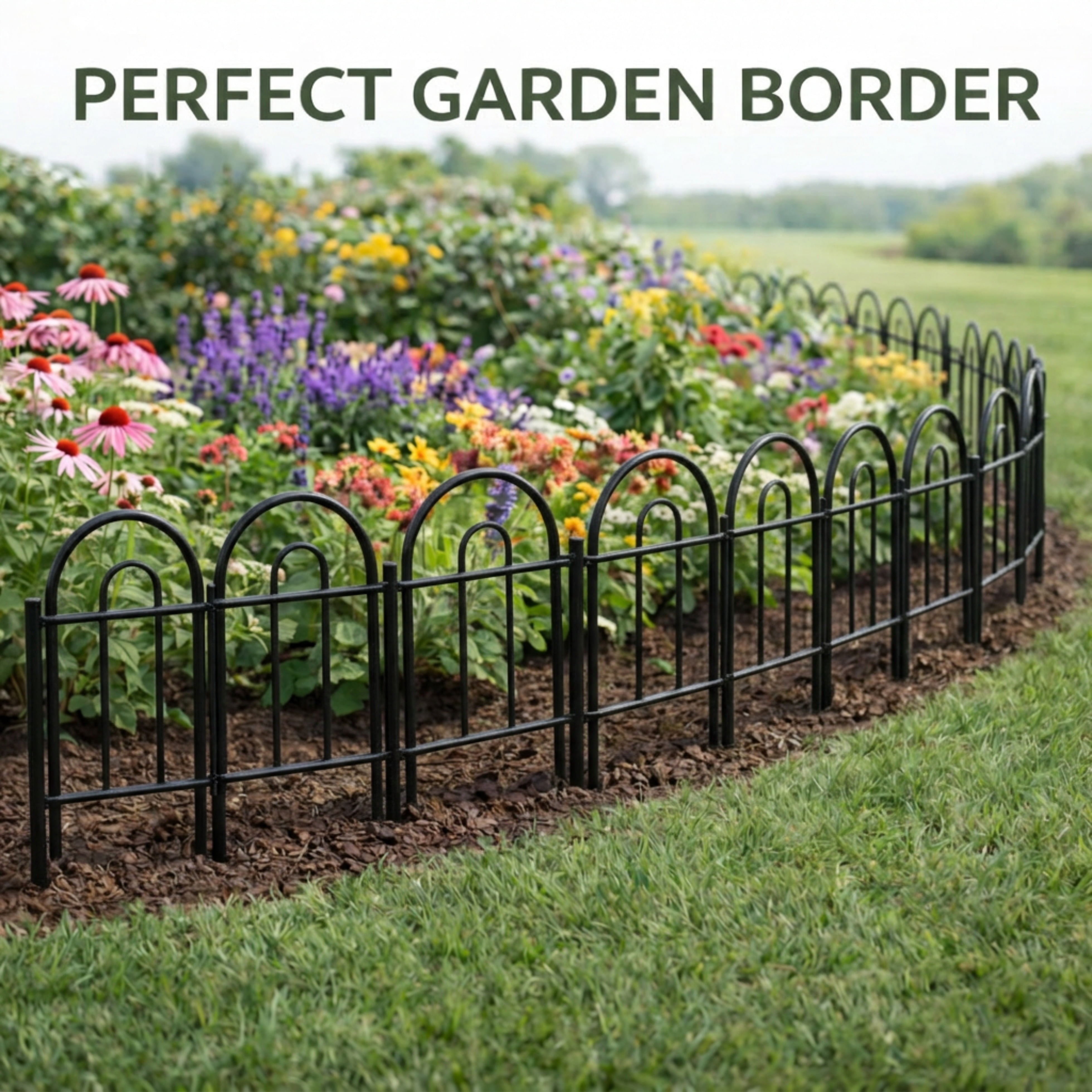 Y&M 21FT Garden Fence 20 Panels, 16.7in H Metal Border Fence, No Dig Landscape Edging for Yard Lawn Flower Bed, Rustproof