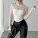 thumbnail image 4 of Heisall Womens Tops Long Sleeve Pullover Lace Back Zipper Slimming Versatile Base Layer Shirt for Autumn Winter Layering Round Neck Casual Blouse, 4 of 7