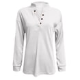 thumbnail image 5 of Pompotops Mode Femmes Casual Velours Côtelé Solide Bouton Debout Col Manches Longues Tops Blouse, 5 of 5