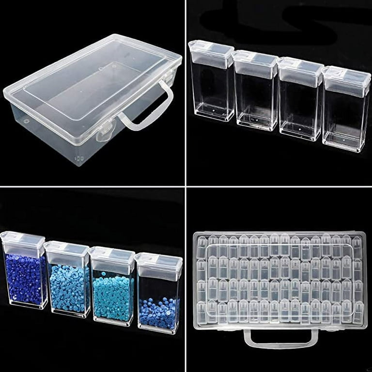 AWAYTR 64 Grids Bead Storage Containers Clear Jewelry Box Diamond Painting Embroidery Box Organizer Dividers Plastic Earring Storage Nail Art Craft