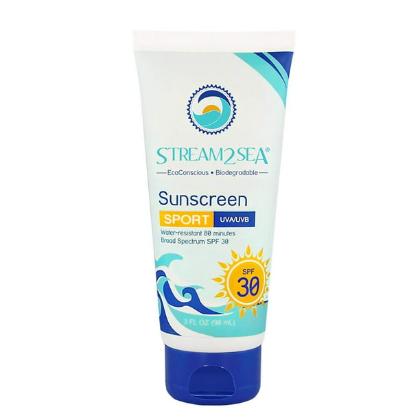 Stream2Sea Biodegradable, Tested and Proven Reef Safe Sunscreen for face &amp; Body, Mineral Sunblock with SPF 30 UVA/UVB, Emollient blend of oils and cocoa butter.., By STREAM 2 SEA - Walmart.com