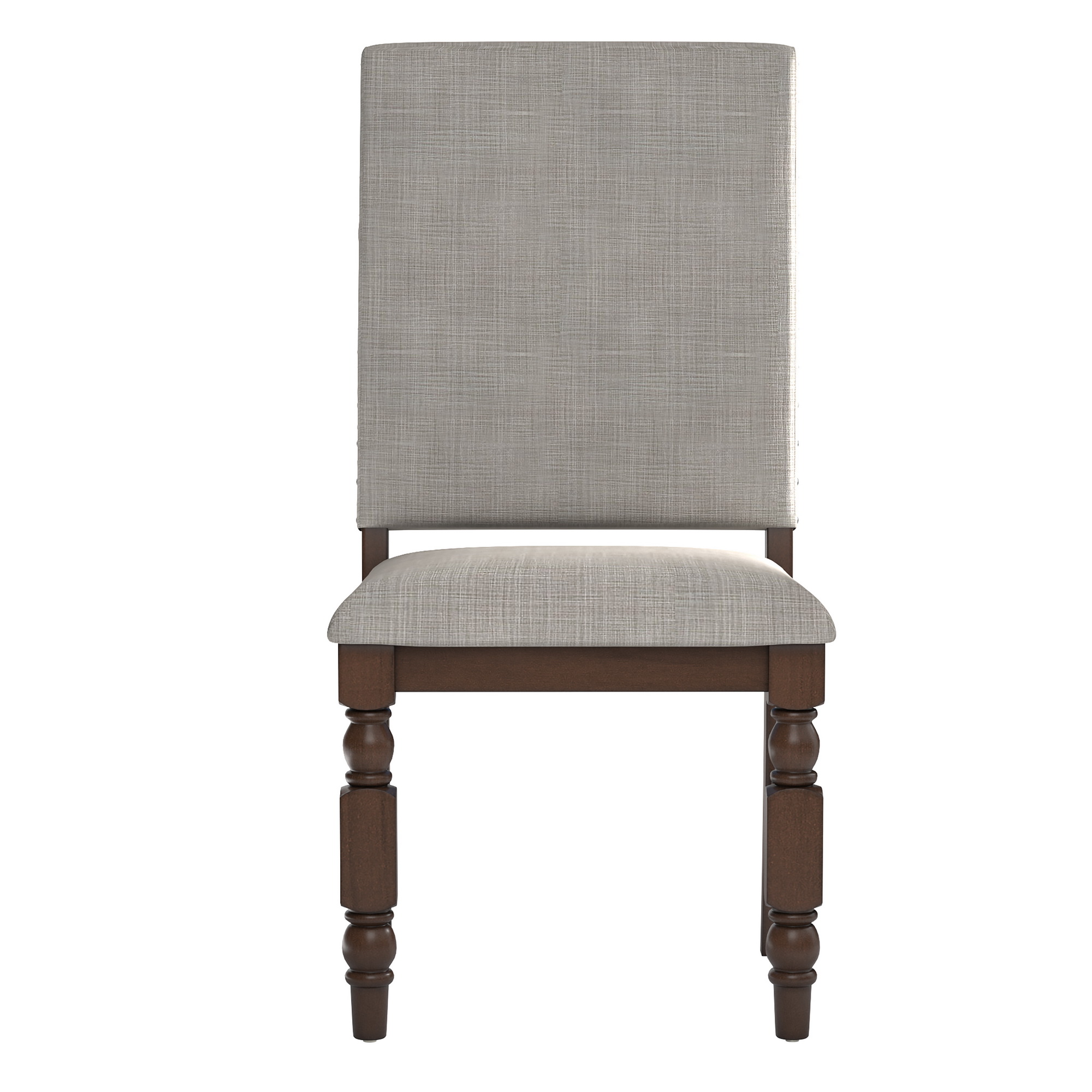 Weston Home Patterson Dark Oak Finish Upholstered Dining Chairs, Gray Linen (Set of 2)