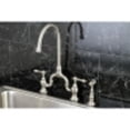 thumbnail image 2 of Kingston Brass KS7798ALBS English Country Kitchen Bridge Faucet with Brass Sprayer, Brushed Nickel, 2 of 4