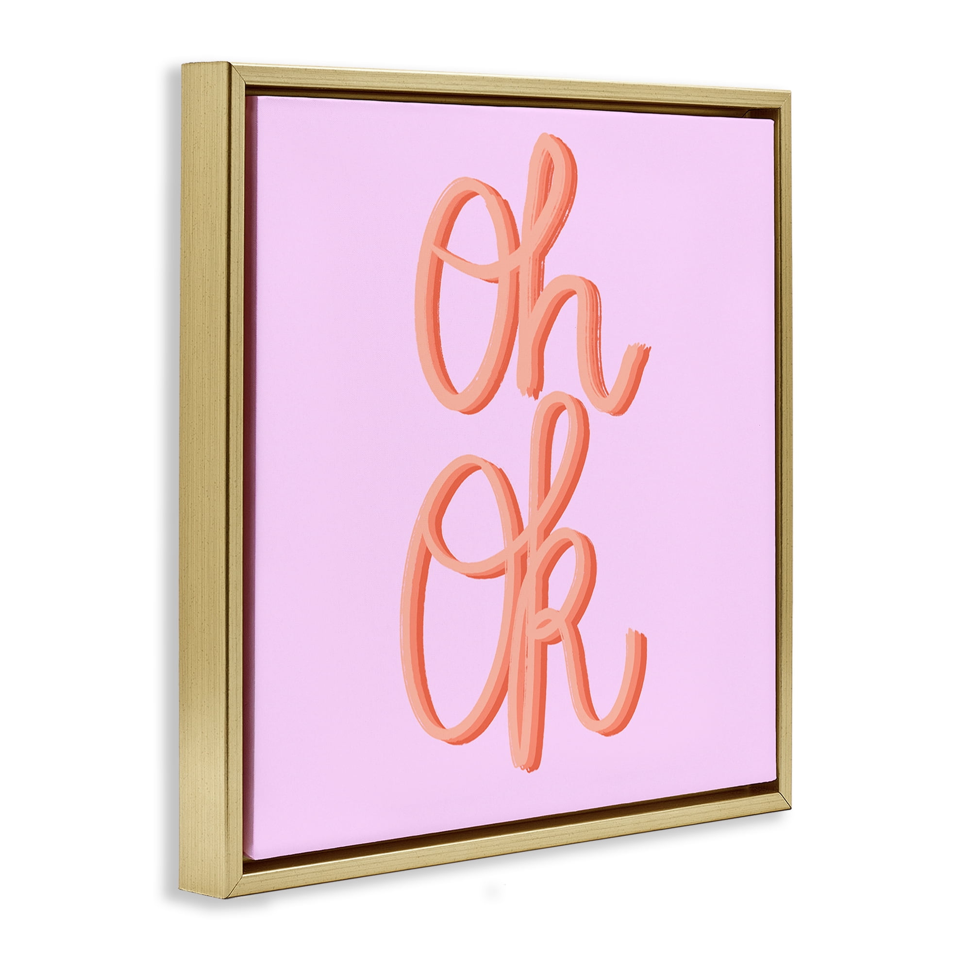 Stupell Industries Oh Ok Script Text & Numbers Painting Gold Floater Framed Canvas Art Print Wall Art, 18 x 18