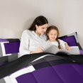 thumbnail image 4 of Manfei Abstract Geometric Twin Comforter Sets, Purple Gray Black WhiteSquare Bedding Set, Black Reversible 2-Piece, 1 Comforter and 1 Pillowcase, 4 of 6