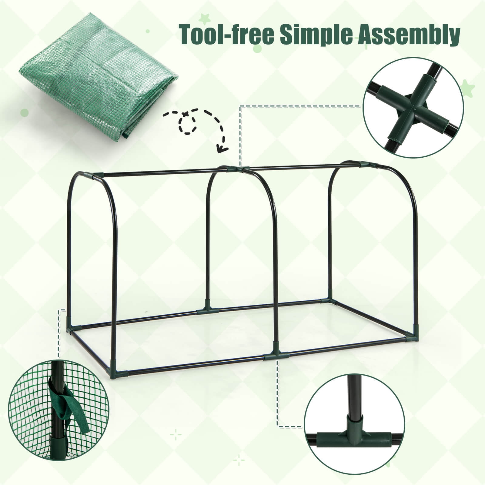 Costway Portable Mini Greenhouse 47" x 22" x 24" Outdoor Indoor Tunnel Greenhouse Green