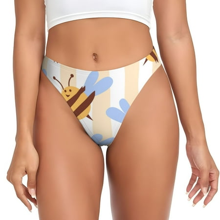 Adobk A Bee Print Seamless Women Underwear Thongs No Show Ladies Thong No Line Breathable Comfortable Panties Undies for Women-4X-Large