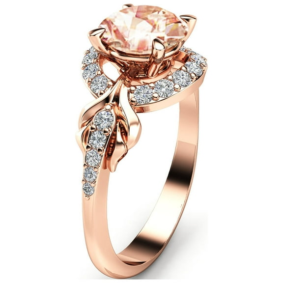 Diamond Halo Pink Sapphire Engagement Ring