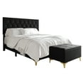 thumbnail image 2 of Castle Place Black Velvet Twin Size Upholstered Bed with Storage Bench, 2 of 15
