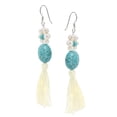thumbnail image 3 of AeraVida Flora Chic Cultured Freshwater Pearl and Turquoise Tassel Drop Earrings, 3 of 4
