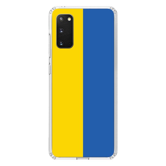 DistinctInk Clear Shockproof Hybrid Case for Galaxy S20 ULTRA / 5G (6.9" Screen) - TPU Bumper, Acrylic Back, Tempered Glass Screen Protector - Ukraine Flag