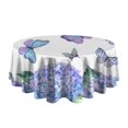 thumbnail image 5 of Pink Butterfly Flower Pattern Round Tablecloth 60"x60",Wrinkle Wipeable Table Cloth for Kitchen Dining Room Picnic Patio Party, 5 of 6