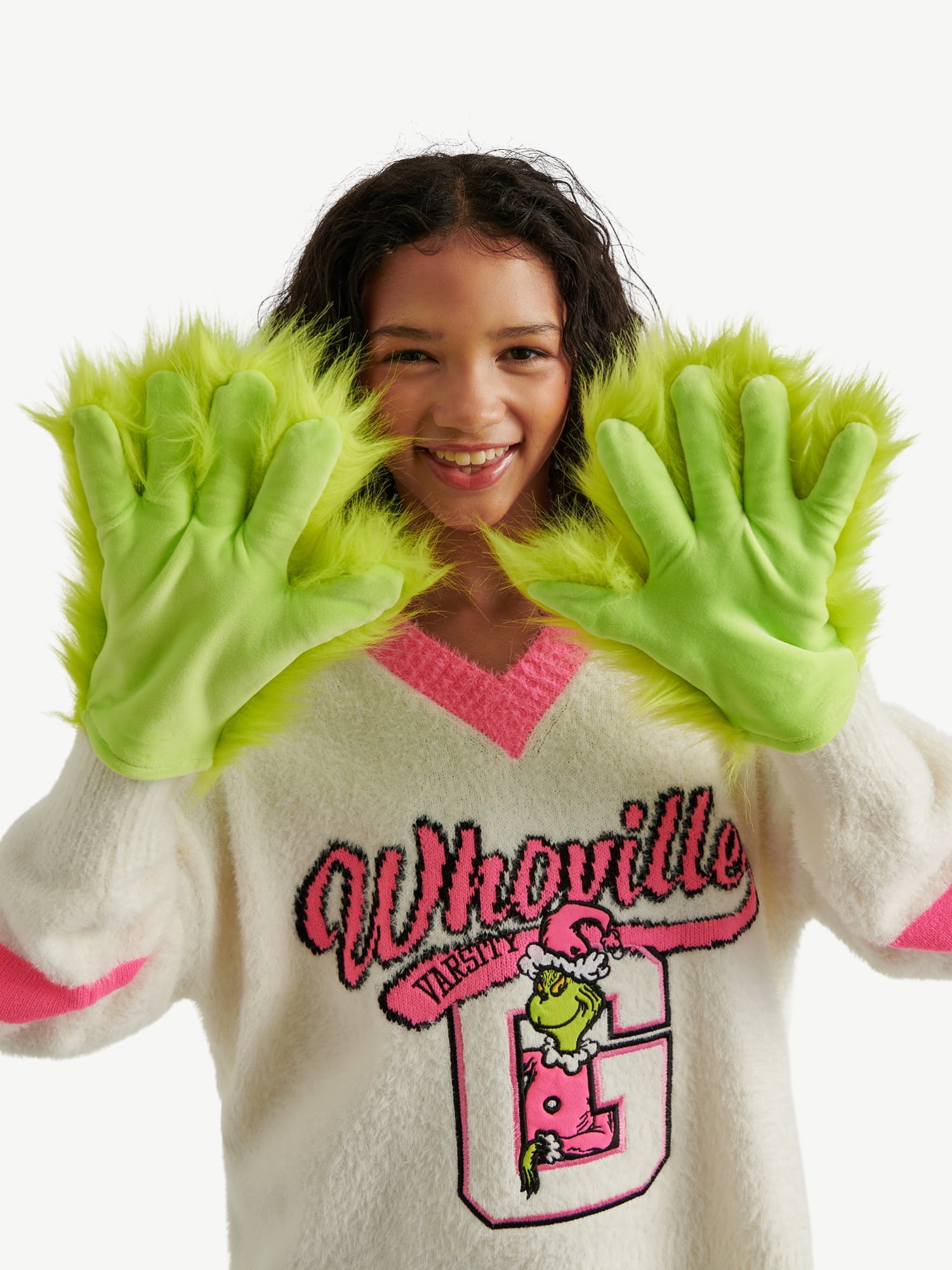 Justice Girls x Dr. Seuss' The Grinch Faux Fur Gloves, Green