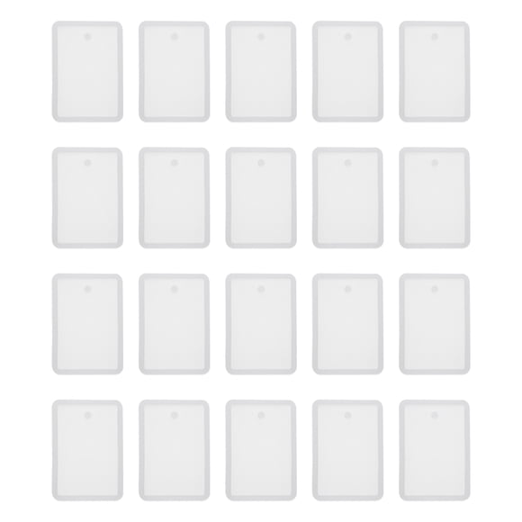 Uxcell 20 Pcs Moldes Rectangulares de Resina Silicona Kit de Llaveros, Blanco