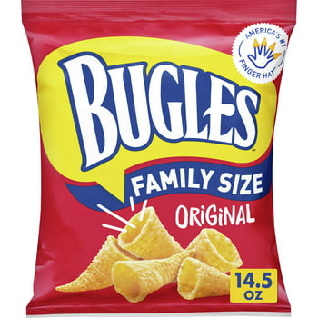 Bugles Cri Corn Snacks, Original Flavor, Family Size Snack Bag, 14.5 oz